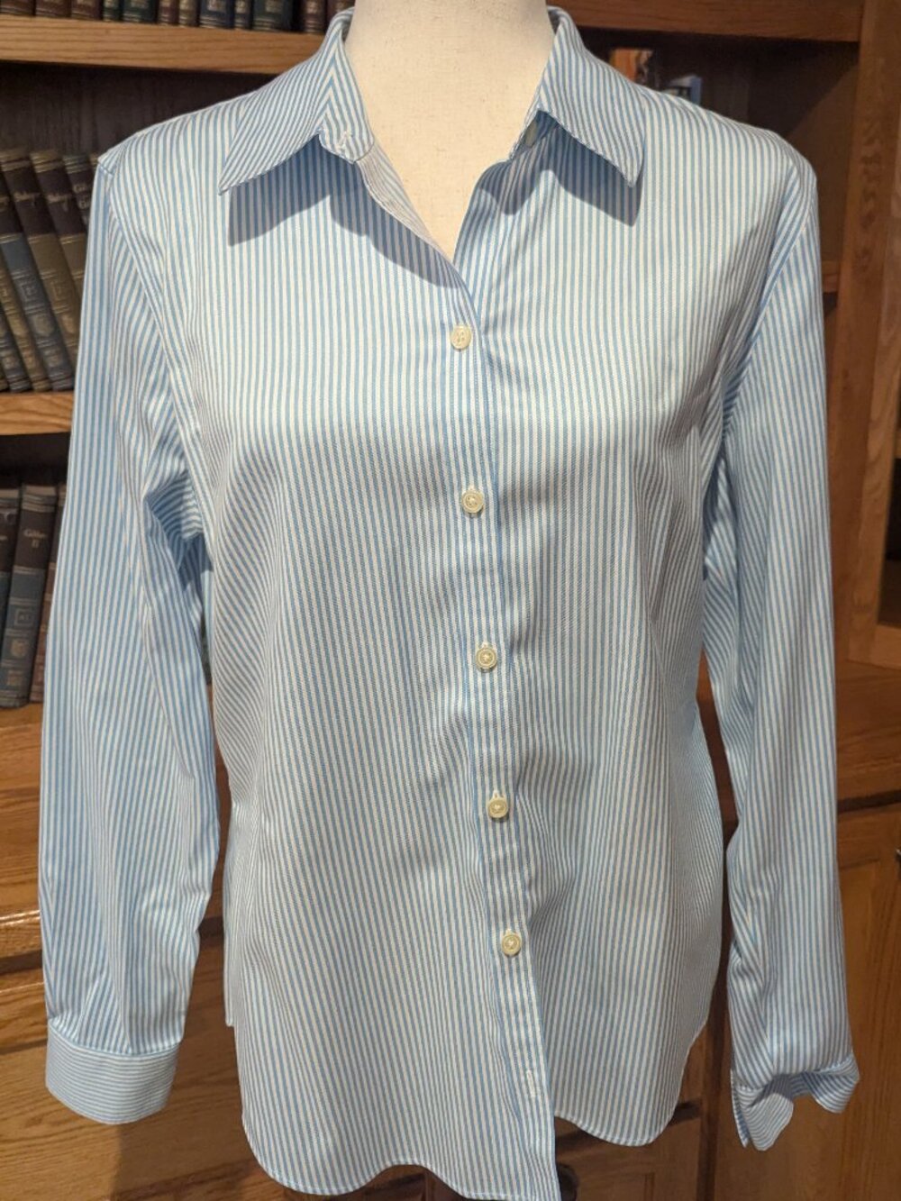 Banana Republic Fitted Blue & White Stripe Button Down
